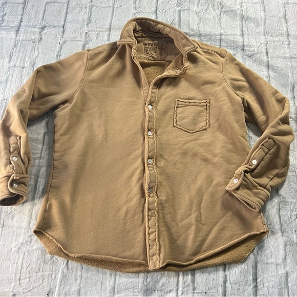 Frank & Eileen Sweatshirt Triple Fleece Button Up Camel - Picture 9 of 12